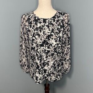 Simply Vera Vera Wang Black/White 3/4 Sleeve Blouse Sz M